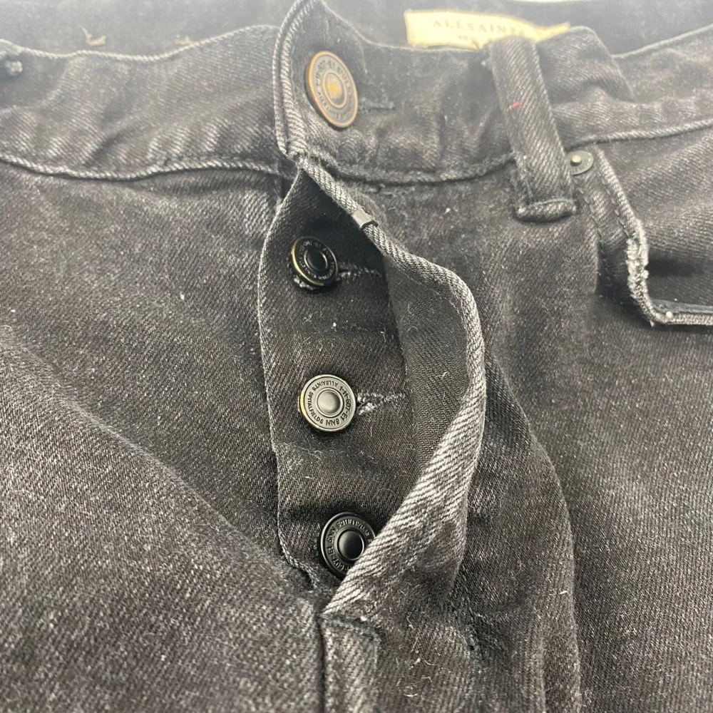 AllSaints Rex Slim Fit‎ Jeans Washed Black Denim Button Fly Mens 30 ME027P